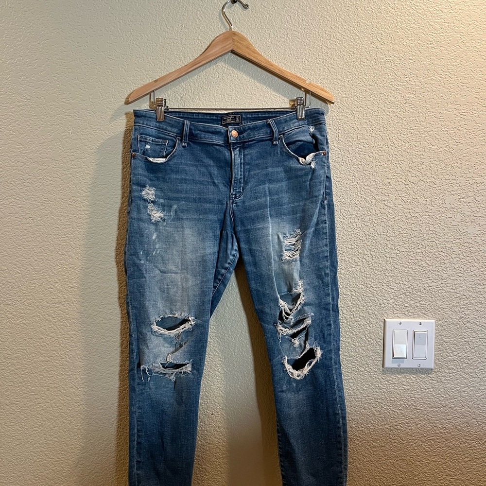 Abercrombie & Fitch Ripped Blue Skinny Jeans